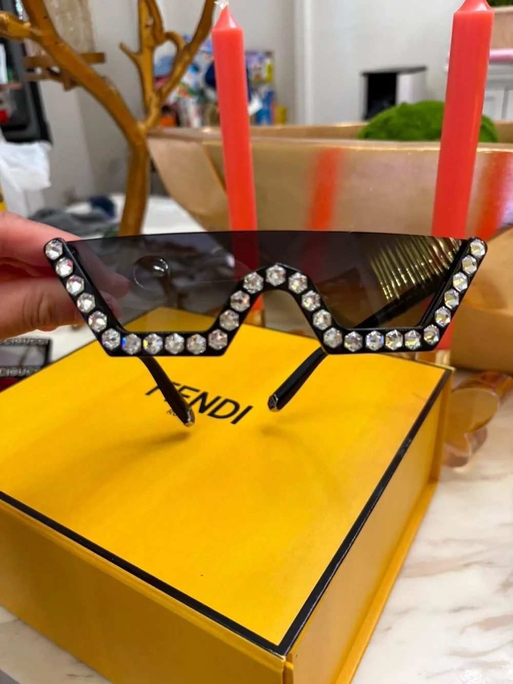 Philipp Plein Black Crystal-Embellished Shield Sunglasses